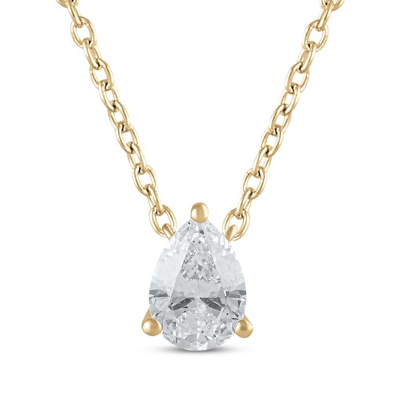 Lab-Created Diamonds by KAY Pear-Shaped Solitaire Necklace 1/2 ct tw 14K Yellow Gold 19"