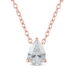 Lab-Created Diamonds by KAY Pear-Shaped Solitaire Necklace 1/2 ct tw 14K Rose Gold 19&quot;