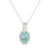 Thumbnail Image 1 of Oval-Cut Coastal Blue Apatite & Round-Cut Diamond Necklace 1/10 ct tw Sterling Silver 18”