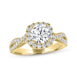 THE LEO Legacy Lab-Grown Diamond Round-Cut Halo Engagement Ring 2 ct tw 14K Yellow Gold