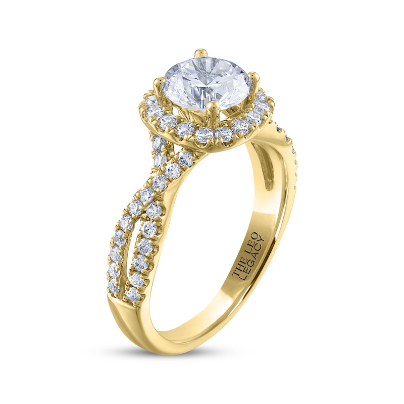 Main Image 2 of THE LEO Legacy Lab-Grown Diamond Round-Cut Halo Engagement Ring 2 ct tw 14K Yellow Gold