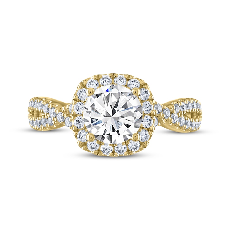 Main Image 3 of THE LEO Legacy Lab-Grown Diamond Round-Cut Halo Engagement Ring 2 ct tw 14K Yellow Gold