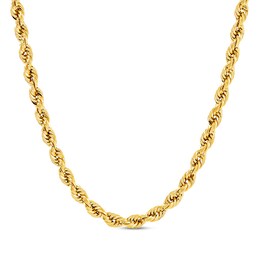 Glitter Rope Chain Necklace 5.5mm Solid 10K Yellow Gold 22"