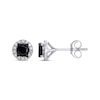 Thumbnail Image 1 of Black & White Diamond Halo Stud Earrings 1 ct tw 10K White Gold