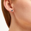 Thumbnail Image 3 of Black & White Diamond Halo Stud Earrings 1 ct tw 10K White Gold