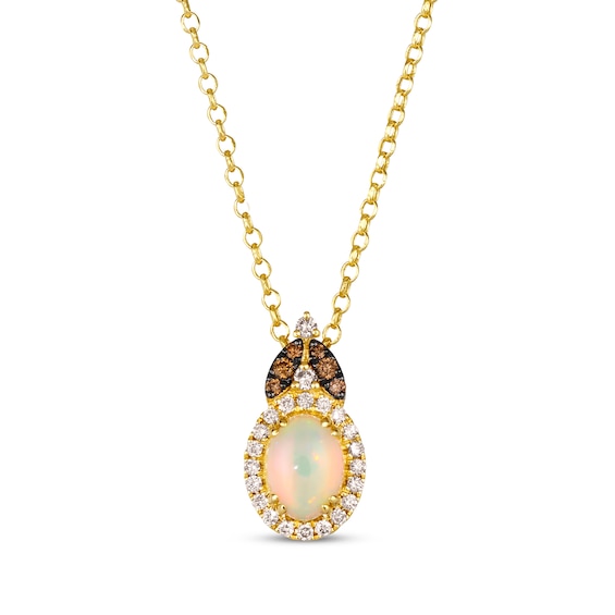 Le Vian Venetian Mosaic Opal Necklace 1/4 ct tw Diamonds 14K Honey Gold 19"