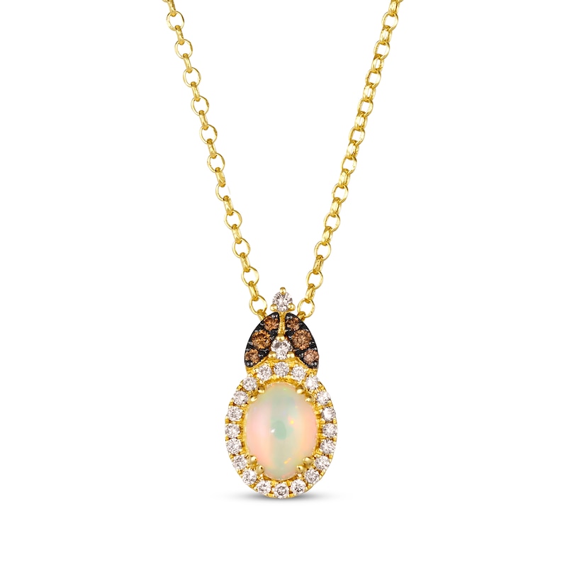 Le Vian Venetian Mosaic Opal Necklace 1/4 ct tw Diamonds 14K Honey Gold 19"