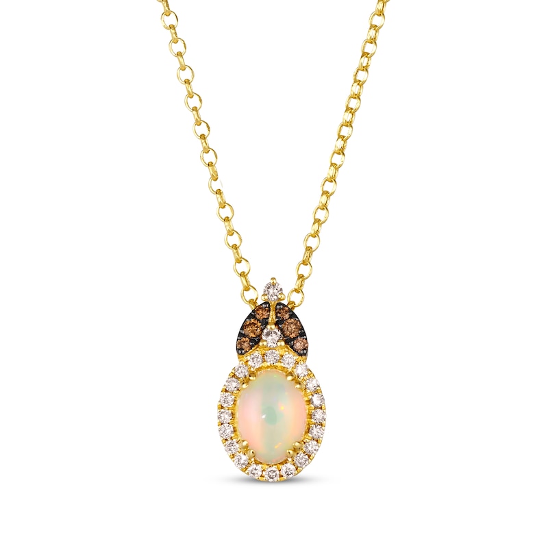 Main Image 1 of Le Vian Venetian Mosaic Opal Necklace 1/4 ct tw Diamonds 14K Honey Gold 19&quot;