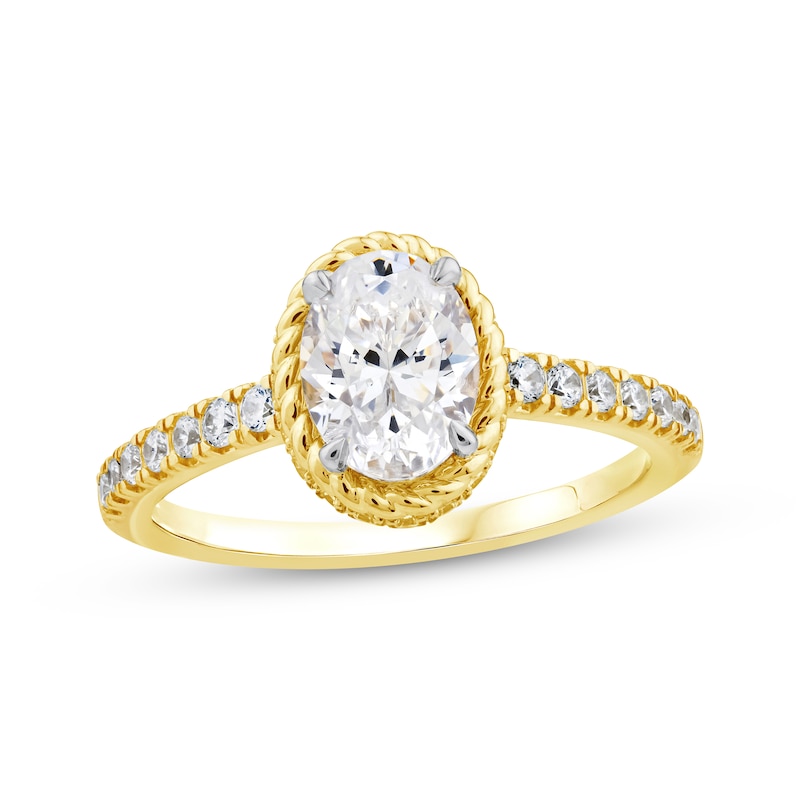 Threads of Love Oval-Cut Lab-Created Diamond Engagement Ring 1-1/3 ct tw 14K Yellow Gold