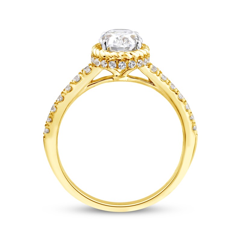 Main Image 3 of Threads of Love Oval-Cut Lab-Grown Diamond Engagement Ring 1-1/3 ct tw 14K Yellow Gold