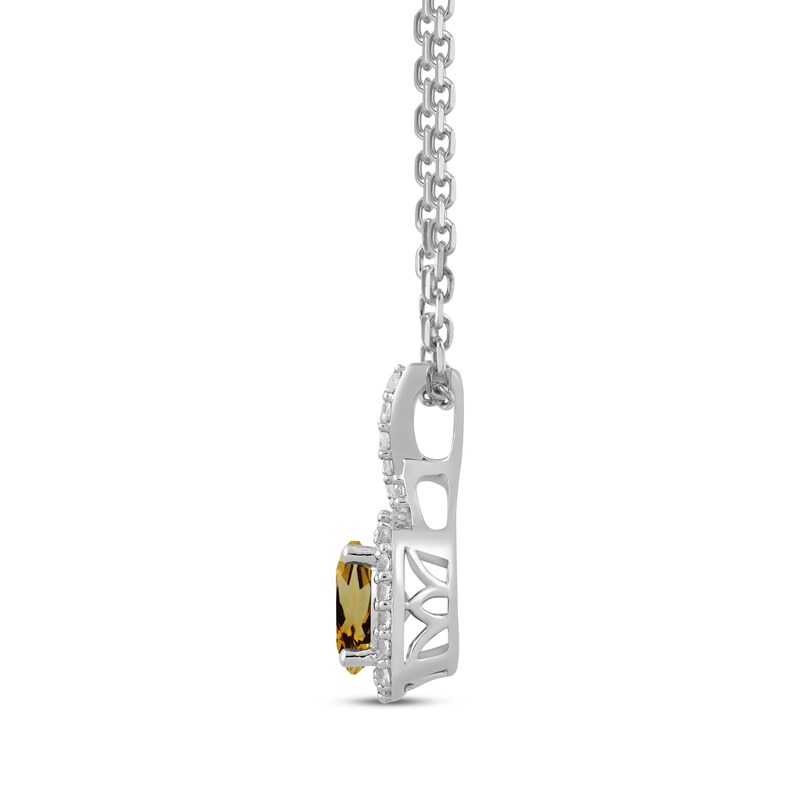 Main Image 2 of Citrine & White Lab-Created Sapphire Necklace Sterling Silver 18"
