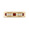 Thumbnail Image 3 of Now + Forever Men's Square-Cut Garnet & Baguette-Cut Diamond Wedding Band 1/8 ct tw 10K Yellow Gold