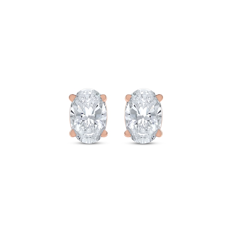 Lab-Created Diamonds by KAY Oval-Cut Solitaire Stud Earrings 1 ct tw 14K Rose Gold (F/SI2)