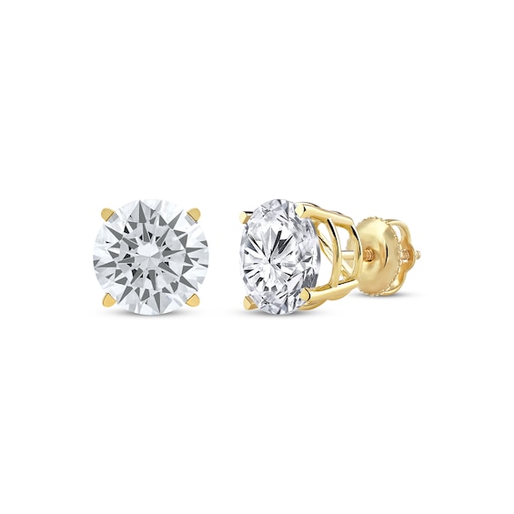 KAY Lab-Grown Diamonds Round-Cut Solitaire Stud Earrings 4 ct tw 14K Yellow Gold (F/SI2)