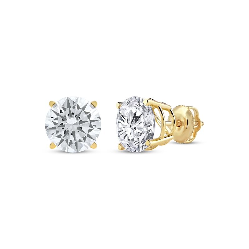 Lab-Created Diamonds by KAY Round-Cut Solitaire Stud Earrings 4 ct tw 14K Yellow Gold (F/SI2)