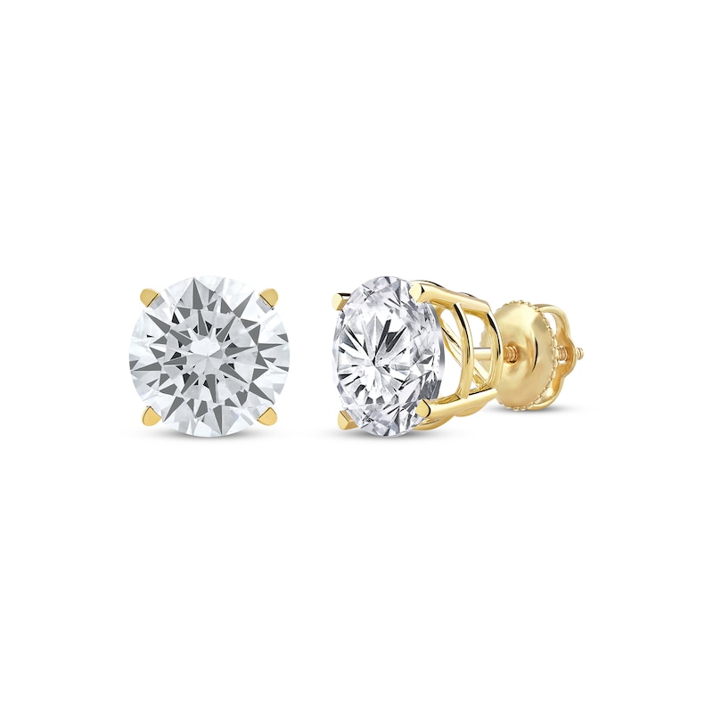 Main Image 1 of KAY Lab-Grown Diamonds Round-Cut Solitaire Stud Earrings 4 ct tw 14K Yellow Gold (F/SI2)