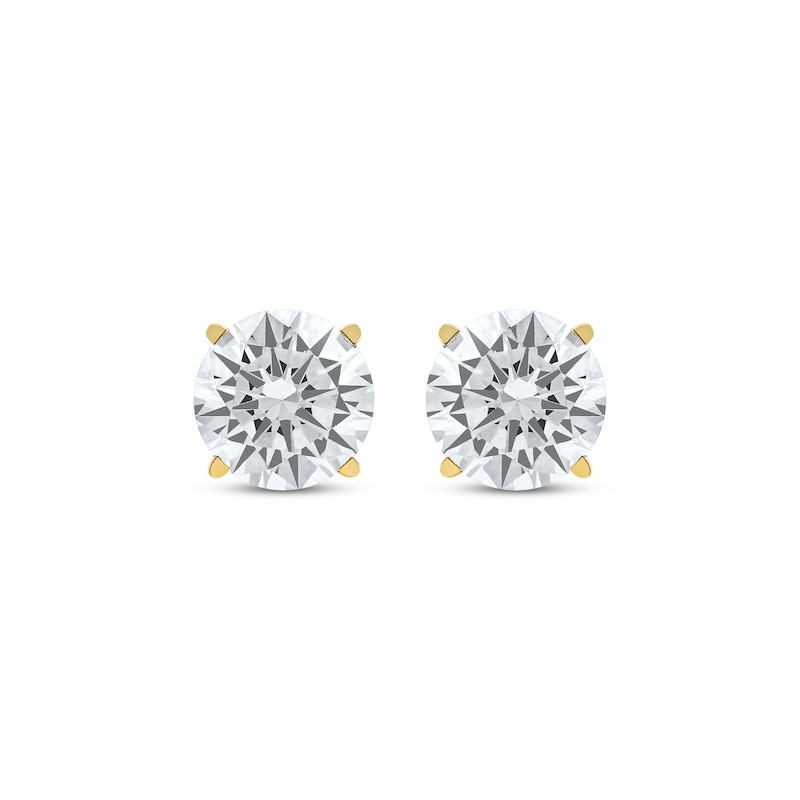 Main Image 2 of KAY Lab-Grown Diamonds Round-Cut Solitaire Stud Earrings 4 ct tw 14K Yellow Gold (F/SI2)