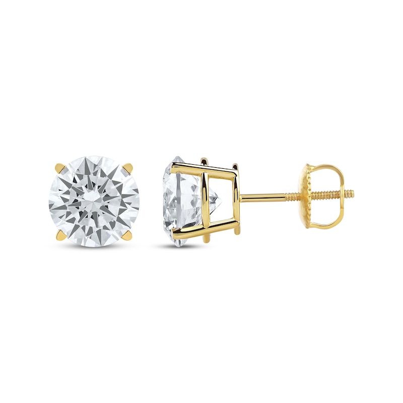 Main Image 3 of KAY Lab-Grown Diamonds Round-Cut Solitaire Stud Earrings 4 ct tw 14K Yellow Gold (F/SI2)