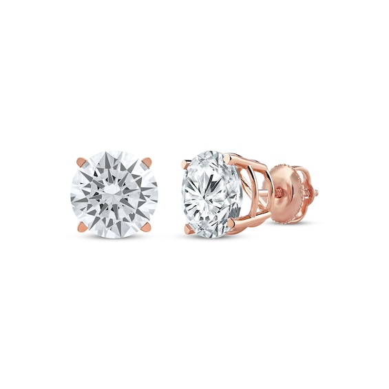 KAY Lab-Grown Diamonds Round-Cut Solitaire Stud Earrings 4 ct tw 14K Rose Gold (F/SI2)