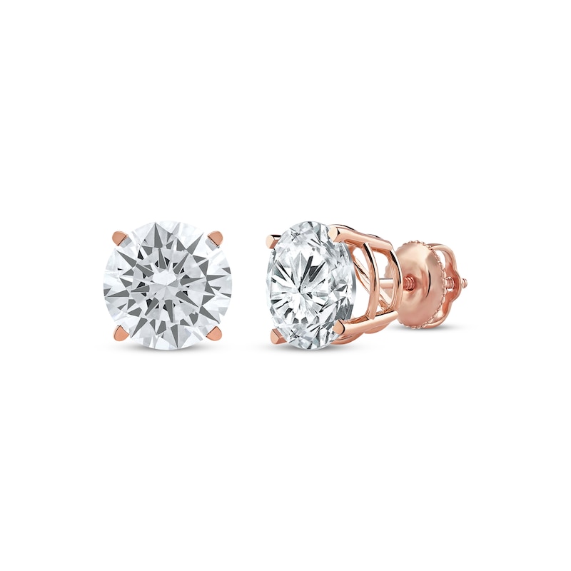 Lab-Created Diamonds by KAY Round-Cut Solitaire Stud Earrings 4 ct tw 14K Rose Gold (F/SI2)