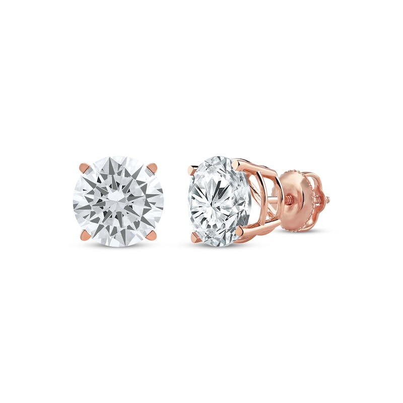 Main Image 1 of KAY Lab-Grown Diamonds Round-Cut Solitaire Stud Earrings 4 ct tw 14K Rose Gold (F/SI2)