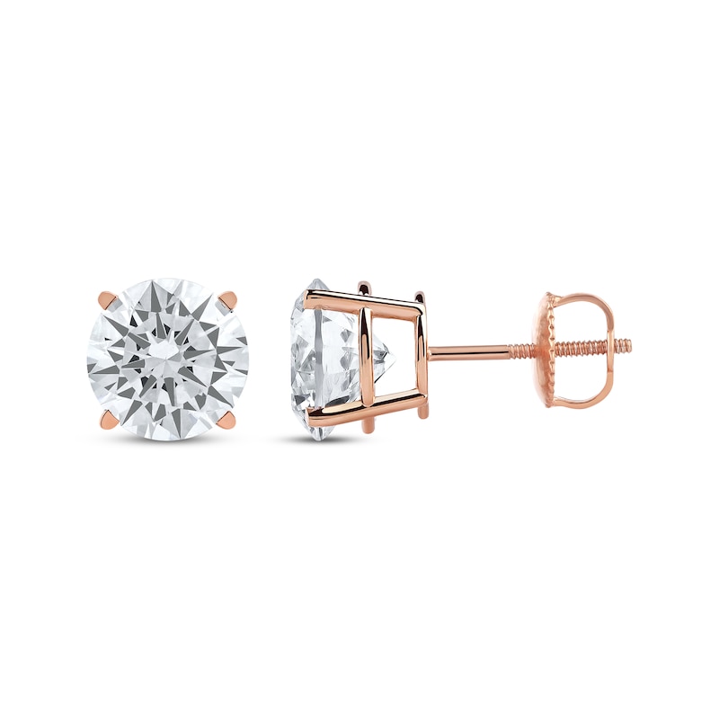 Lab-Created Diamonds by KAY Round-Cut Solitaire Stud Earrings 4 ct tw 14K Rose Gold (F/SI2)