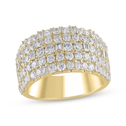 Round & Baguette-Cut Diamond Anniversary Ring 2-1/2 ct tw 14K Yellow Gold