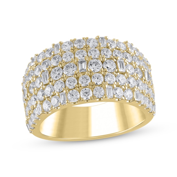 Round & Baguette-Cut Diamond Anniversary Ring 2-1/2 ct tw 14K Yellow Gold