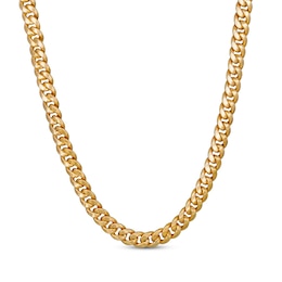 Cuban Curb Chain Necklace 9.3mm Hollow 10K Yellow Gold 24"