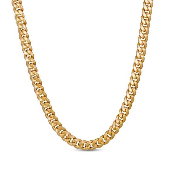 Hollow Cuban Curb Chain Necklace 9.3mm 10K Yellow Gold 24"