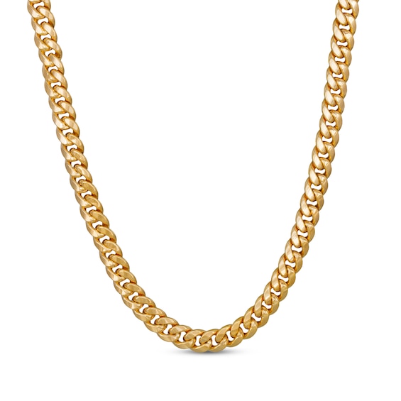 Cuban Curb Chain Necklace 9.3mm Hollow 10K Yellow Gold 24"