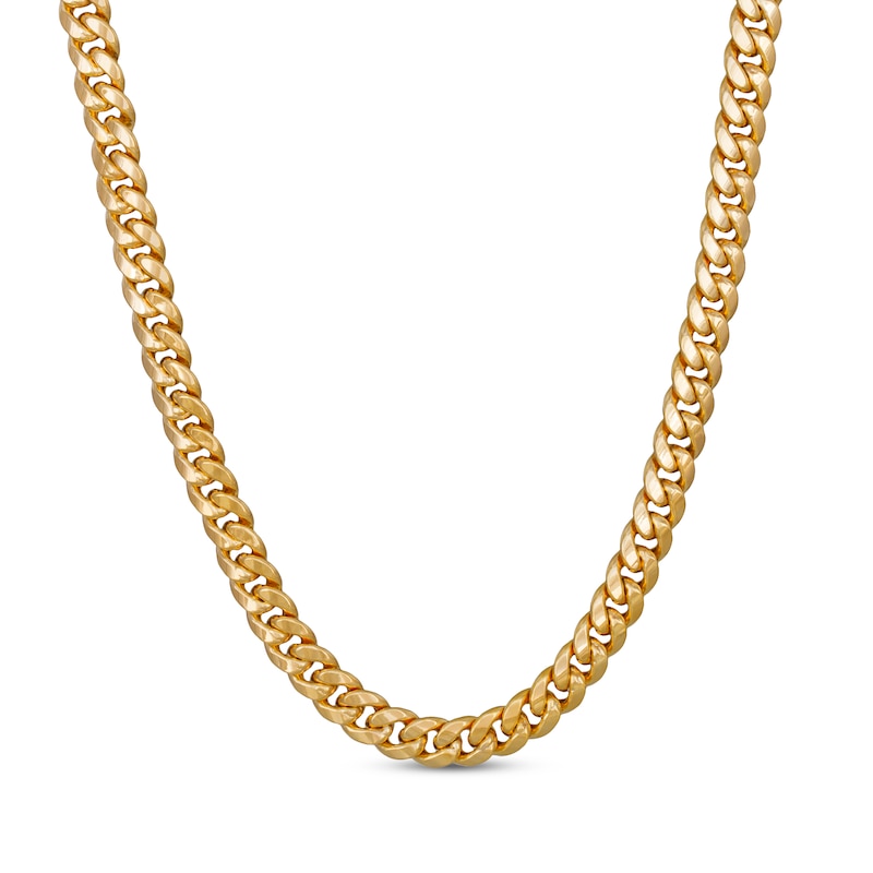 Main Image 1 of Cuban Curb Chain Necklace 9.3mm Hollow 10K Yellow Gold 24&quot;