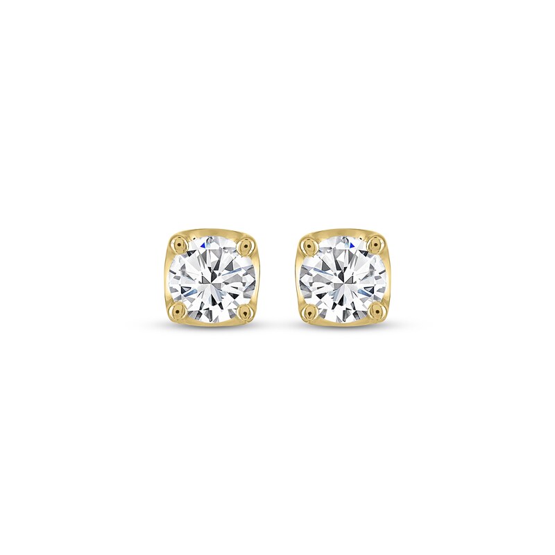 Main Image 2 of THE LEO Legacy Lab-Grown Diamond Round-Cut Solitaire Stud Earrings 1 ct tw 14K Yellow Gold (F/VS2)