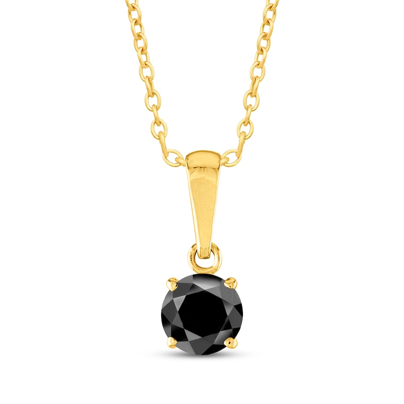 Main Image 2 of Round-Cut Black Diamond Solitaire Necklace 1/4 ct tw 10K Yellow Gold 18&quot;
