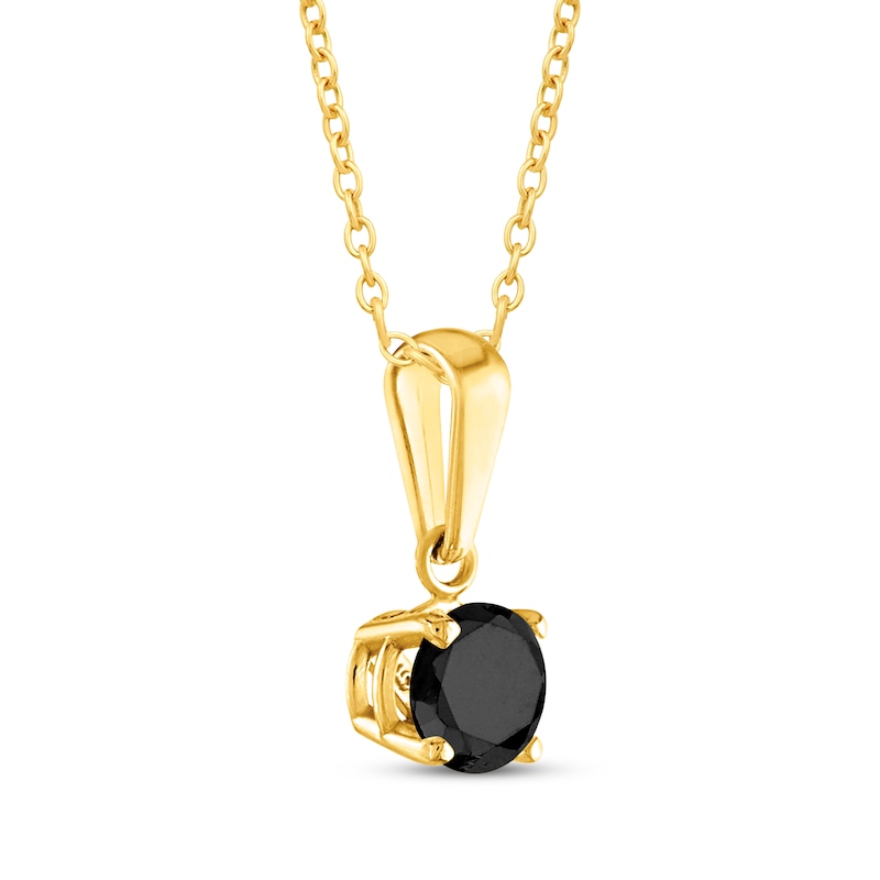 Round-Cut Black Diamond Solitaire Necklace 1/4 ct tw 10K Yellow Gold 18"