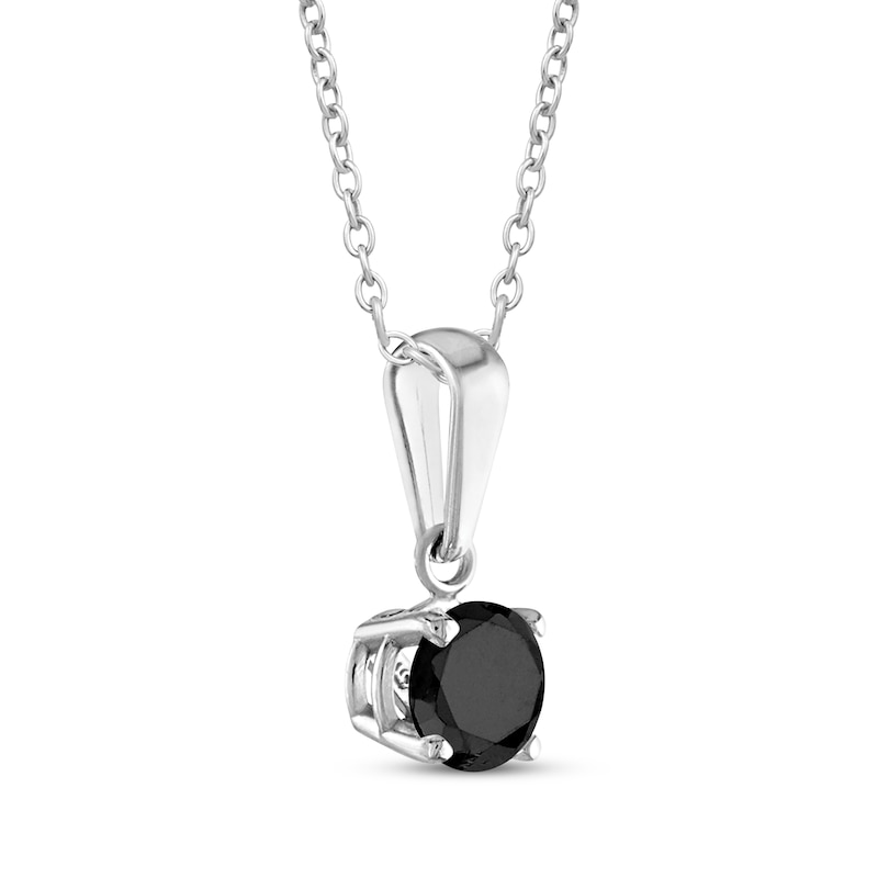Round-Cut Black Diamond Solitaire Necklace 1/4 ct tw 10K White Gold 18"