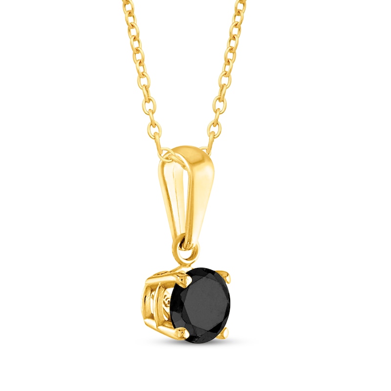 Round-Cut Black Diamond Solitaire Necklace 1/2 ct tw 10K Yellow Gold 18"