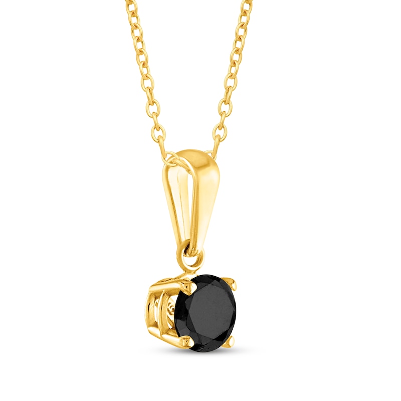 Main Image 3 of Round-Cut Black Diamond Solitaire Necklace 1/2 ct tw 10K Yellow Gold 18&quot;