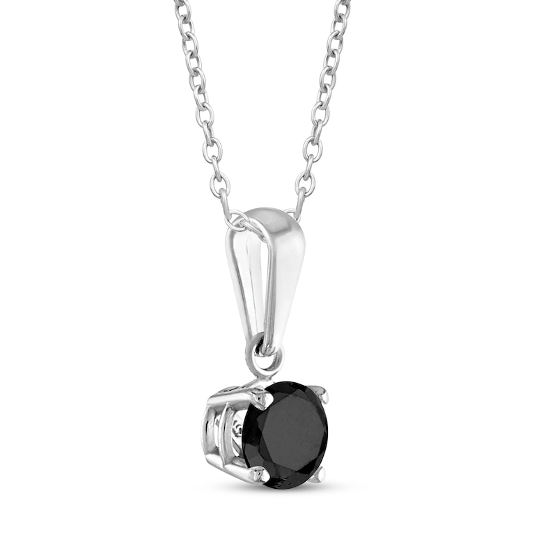 Main Image 3 of Round-Cut Black Diamond Solitaire Necklace 1/2 ct tw 10K White Gold 18&quot;