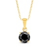 Thumbnail Image 0 of Round-Cut Black Diamond Solitaire Necklace 1 ct tw 10K Yellow Gold 18"