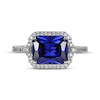 Thumbnail Image 3 of Emerald-Cut Blue & White Lab-Created Sapphire Ring Sterling Silver