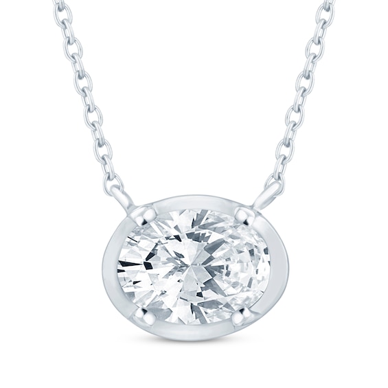 KAY Lab-Grown Diamonds Oval-Cut Sideways Solitaire Necklace 1/3 ct tw 14K White Gold 18"