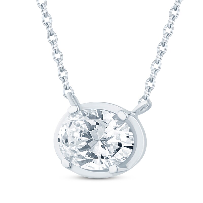 Main Image 2 of KAY Lab-Grown Diamonds Oval-Cut Sideways Solitaire Necklace 1/3 ct tw 14K White Gold 18&quot;