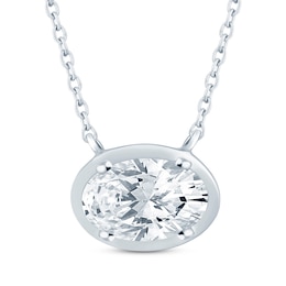 KAY Lab-Grown Diamonds Oval-Cut Sideways Solitaire Necklace 1/2 ct tw 14K White Gold 18"