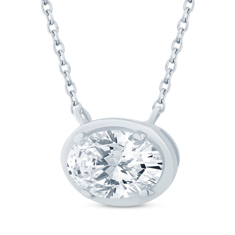 Main Image 2 of KAY Lab-Grown Diamonds Oval-Cut Sideways Solitaire Necklace 1/2 ct tw 14K White Gold 18&quot;