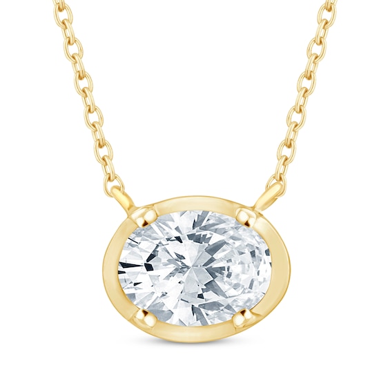 KAY Lab-Grown Diamonds Oval-Cut Sideways Solitaire Necklace 1/3 ct tw 14K Yellow Gold 18"