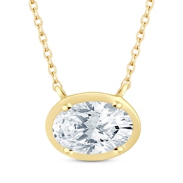 KAY Lab-Grown Diamonds Oval-Cut Sideways Solitaire Necklace 1/2 ct tw 14K Yellow Gold 18"