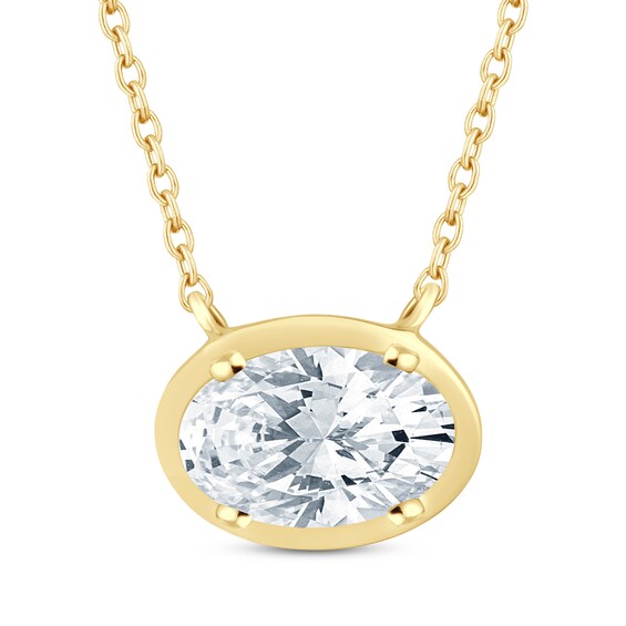 KAY Lab-Grown Diamonds Oval-Cut Sideways Solitaire Necklace 1/2 ct tw 14K Yellow Gold 18"