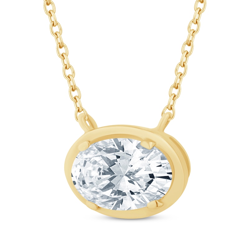 Main Image 2 of KAY Lab-Grown Diamonds Oval-Cut Sideways Solitaire Necklace 1/2 ct tw 14K Yellow Gold 18&quot;
