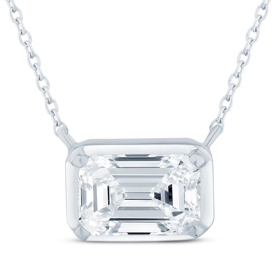 KAY Lab-Grown Diamonds Emerald-Cut Sideways Solitaire Necklace 1/2 ct tw 14K White Gold 18"